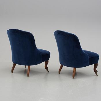 FÅTÖLJER, ett par, s k "Emma-fåtöljer", 1800-talets slut.
