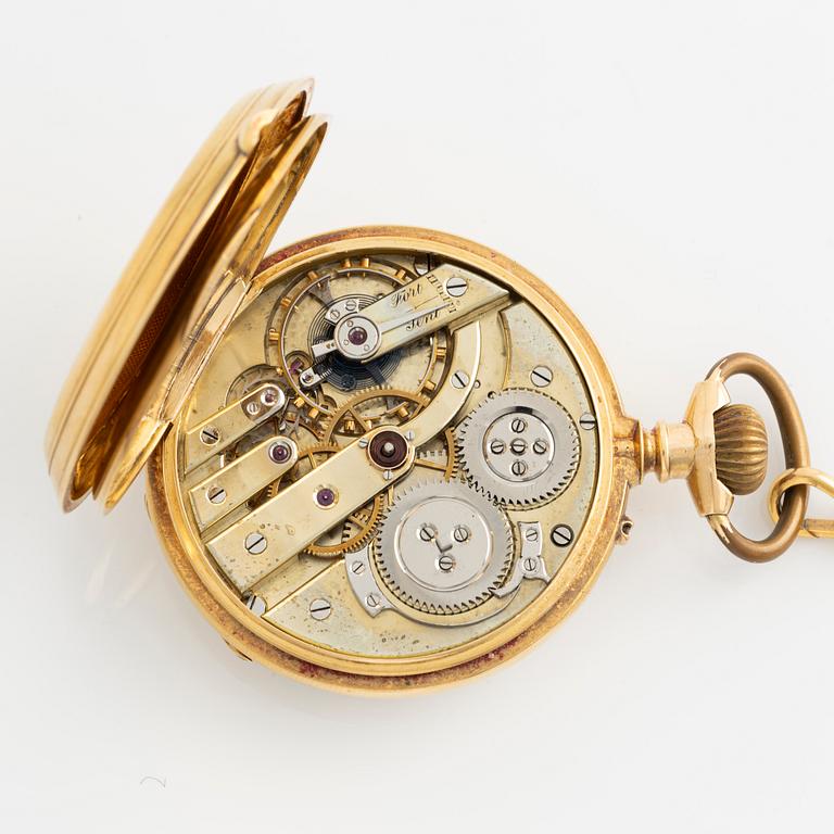 L Landgren, Stockholm, 18K guld, fickur, 48,5 mm.