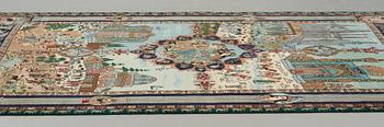 Matto, Old Tabriz figural, "The four seasons", ca 274 x 176 cm.