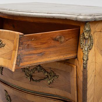 A Rococo parquetry commode, attributed to J. F. Salborg (master in Stockholm 1757-95).