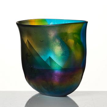 Bertil Vallien, a unique blasted glass vase, Kosta Boda, Sweden.