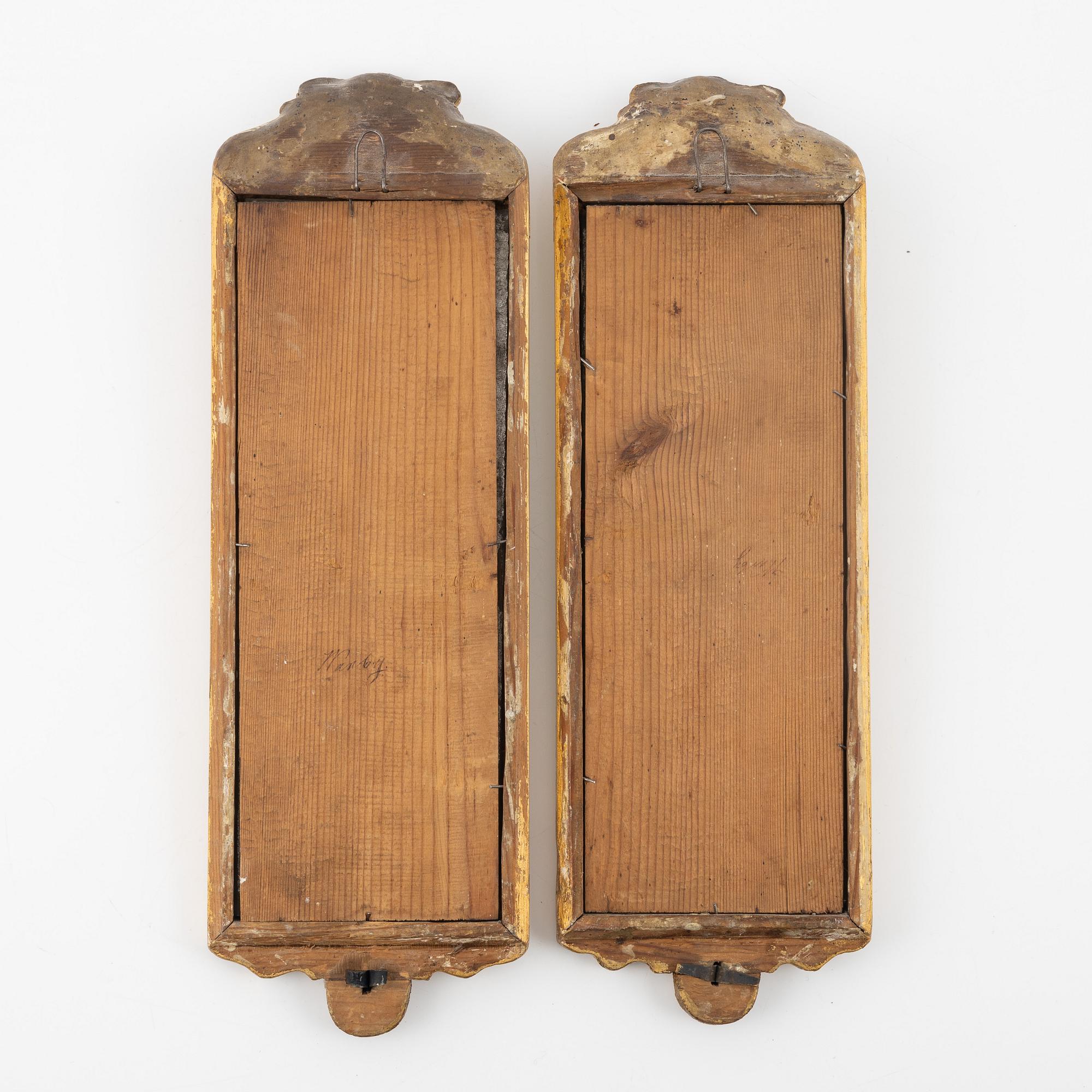 Spegellampetter, ett par, Rokokostil, 1800-tal.