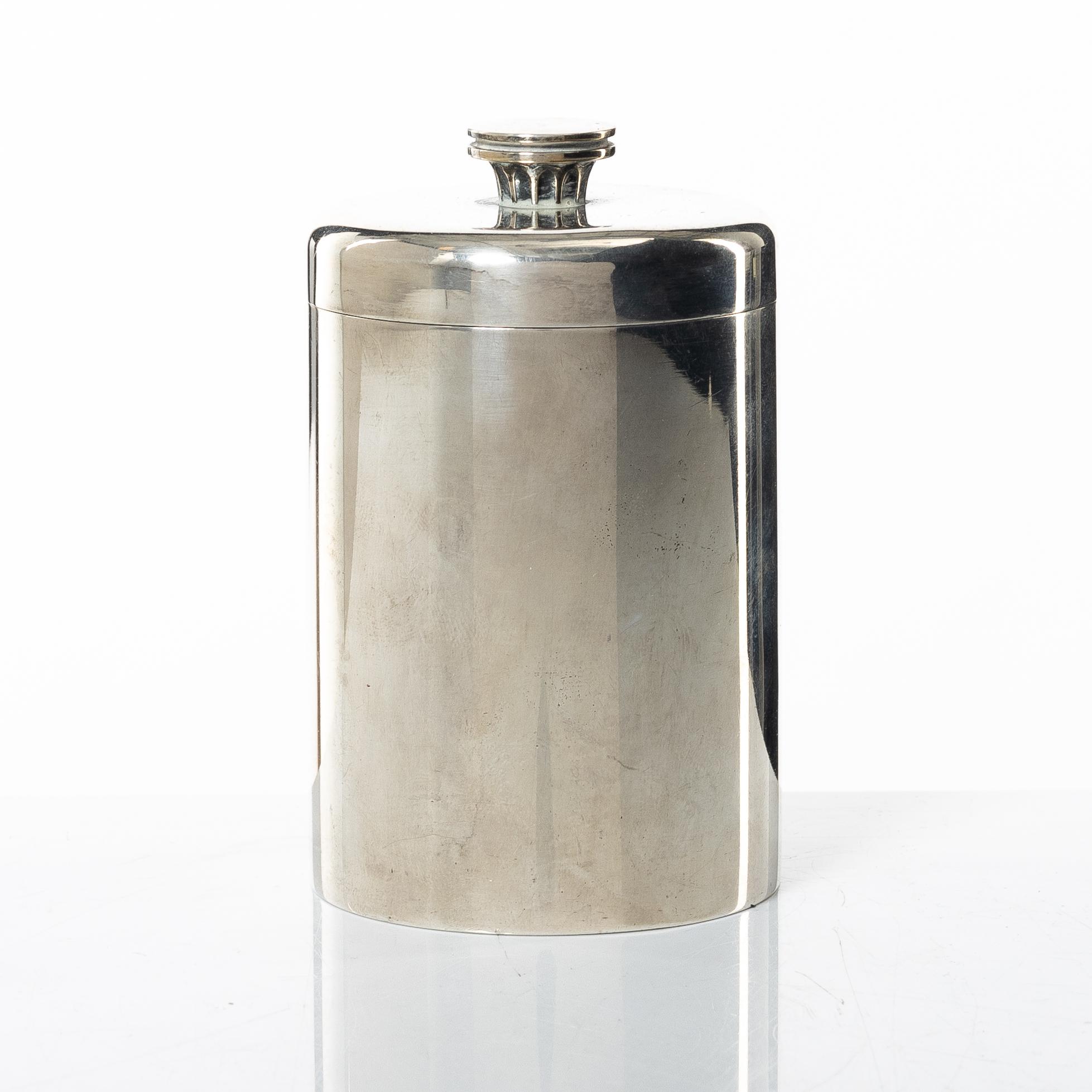 Sigvard Bernadotte, a sterling silver jar with cover, Georg Jensen, Denmark, after 1945.