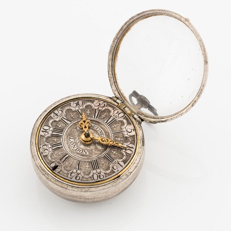 Martineau, London, a silver triple-case pocket watch, mid 18th century.