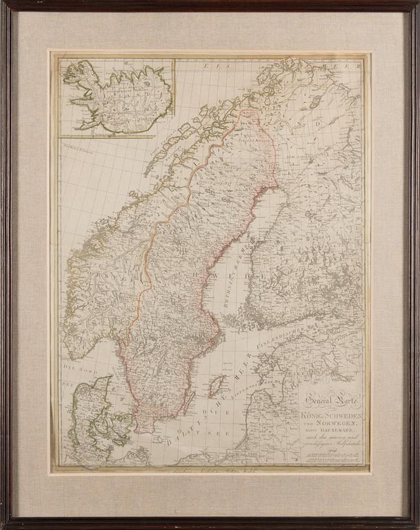 KARTTA. General karte König Schweden und Norwegen. Johan Walch, 1826.