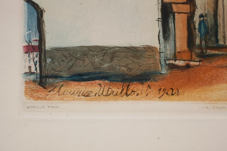 MAURICE UTRILLO, färgakvatint, signerad.