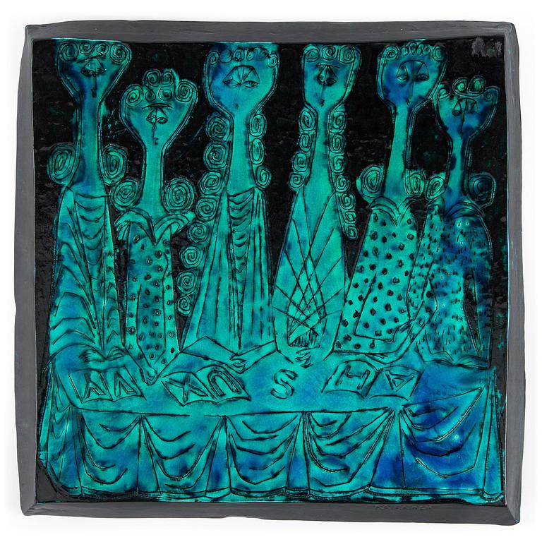 Birger Kaipiainen, väggrelief, stengods signerad Kaipiainen.