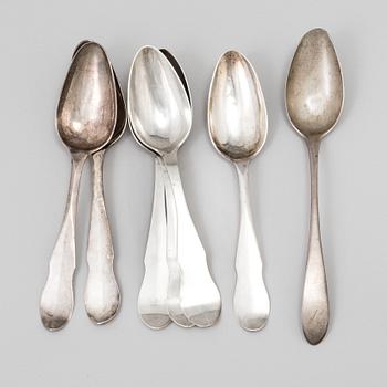 A set of seven 19th century silver spoons.
