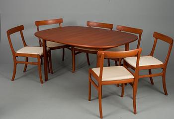MATSALSBORD med 6 STOLAR, teak, Ole Wanscher, Danmark 1900-talets senare hälft.