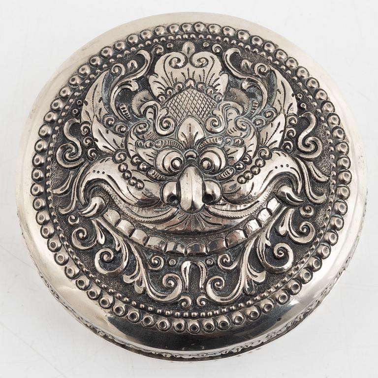 A silver bowl and a box with cover, including Denmark, mid 19th Century.