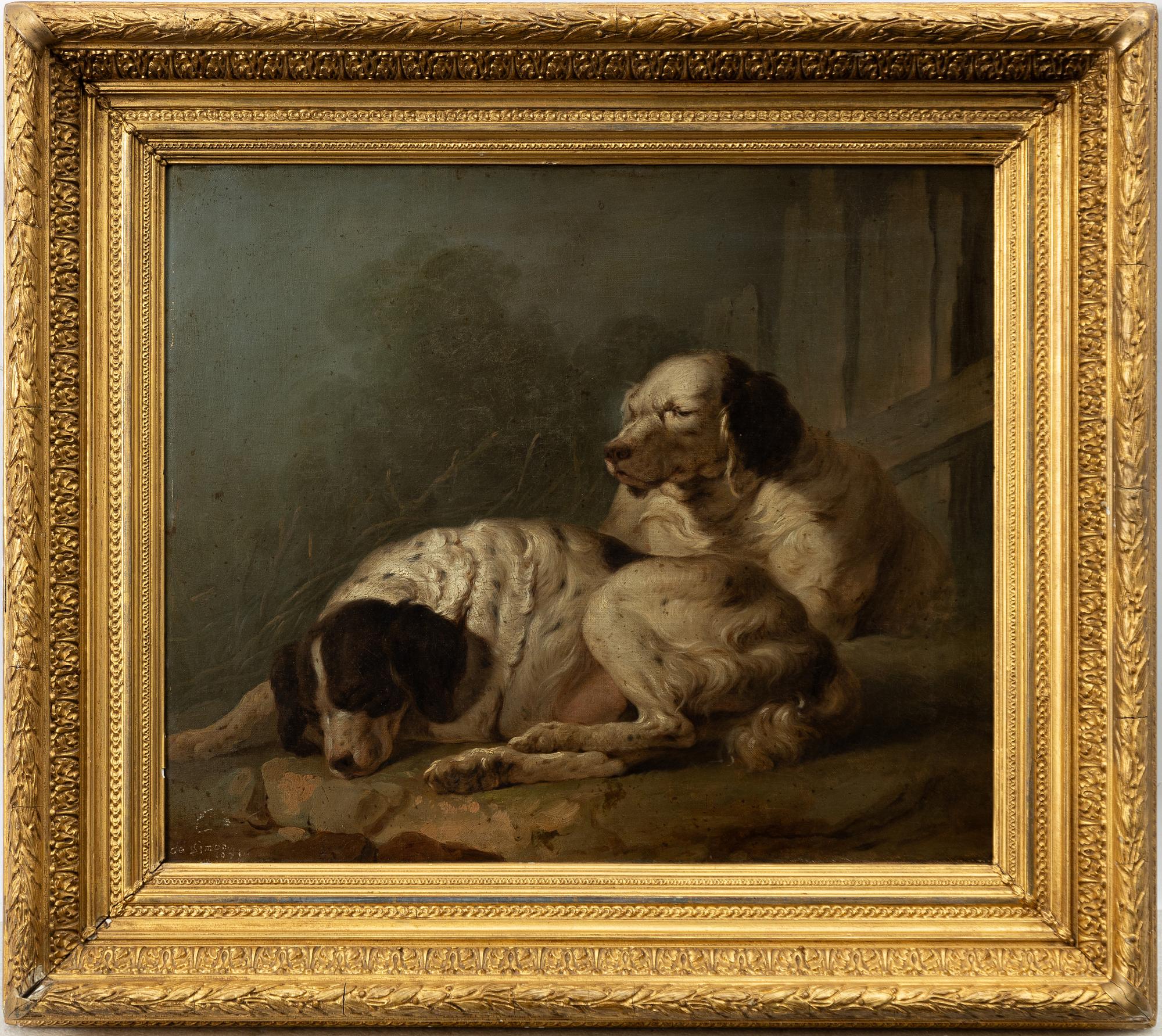 Engelsk konstnär, 1800-tal, Vilande fågelhundar.