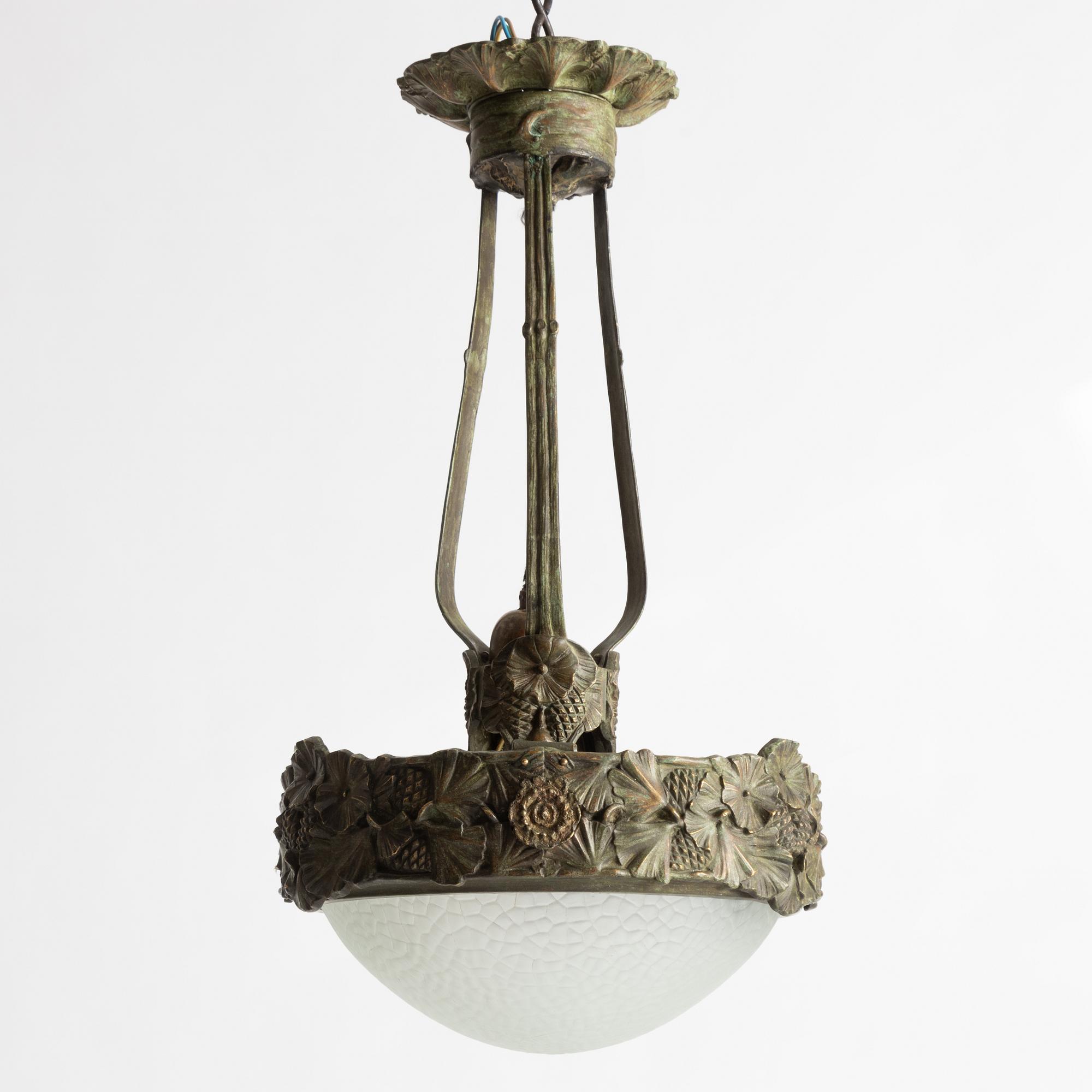 Arvid Böhlmarks Lampfabrik, a model 3853 A Art Nouveau ceiling lamp, Stockholm, 1910s.