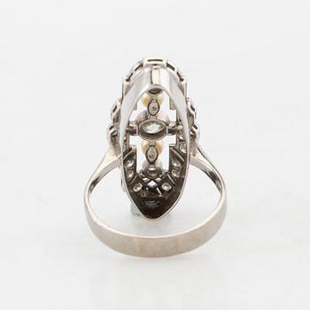 Ring, 18K white gold, with diamonds & pearls, 1968.