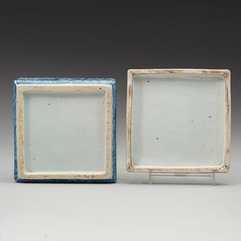 A Chinese porcelain box and cover, Qing dynasty, early 19th century.