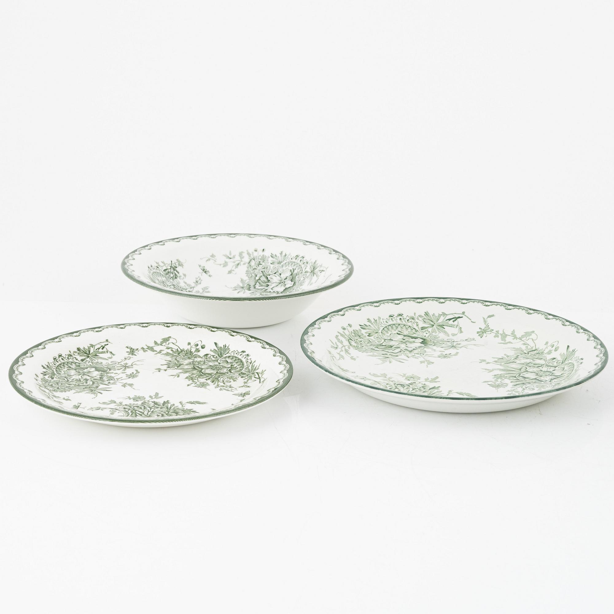 Matservis, 88 delar, flintgods, "Grön Anna", Rörstrand, varierande åldrar.