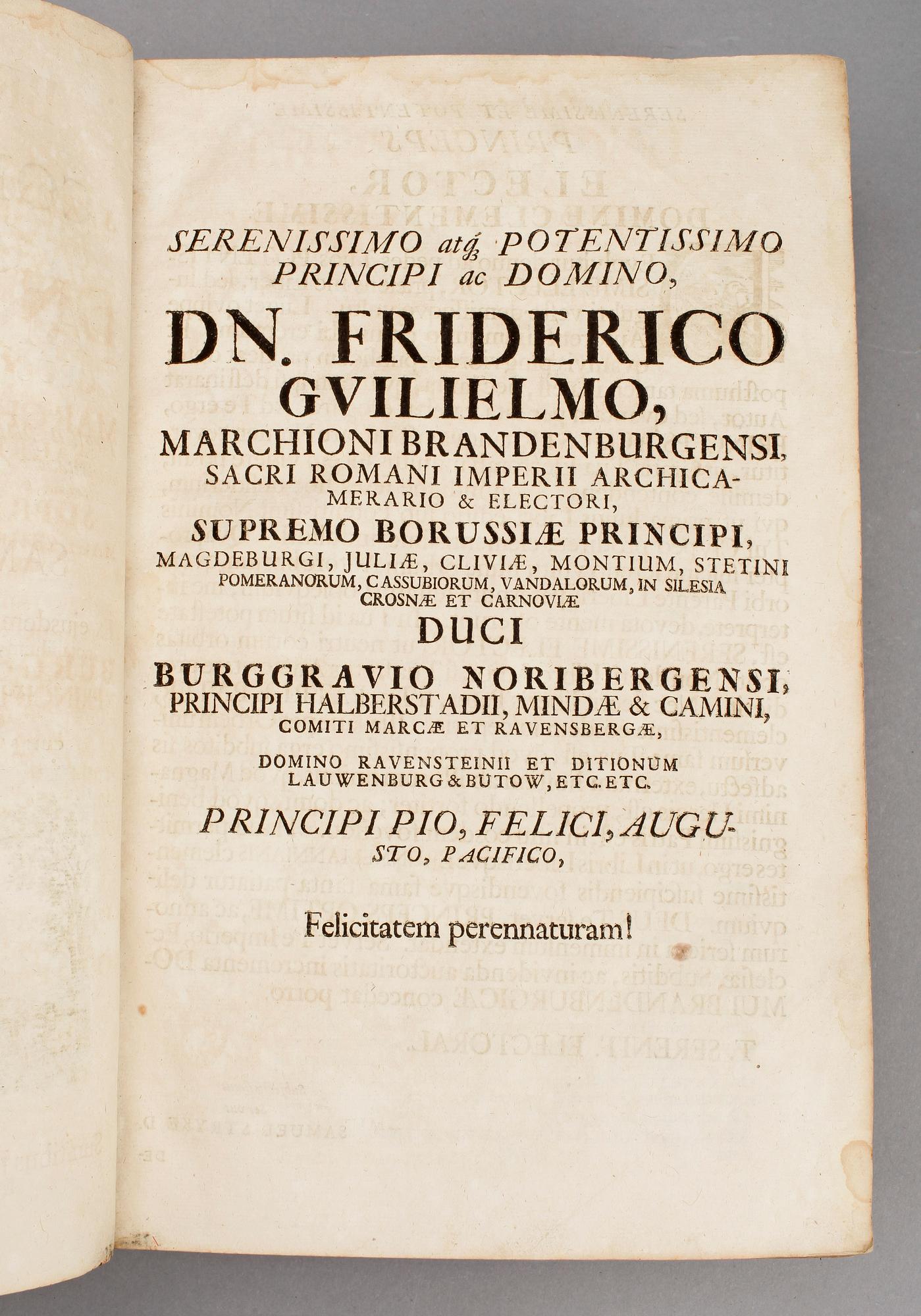 BOK, "Commentarius ..Pandectarum..", av Johannes Brunnemani, Wittenberg & Berlin 1701.
