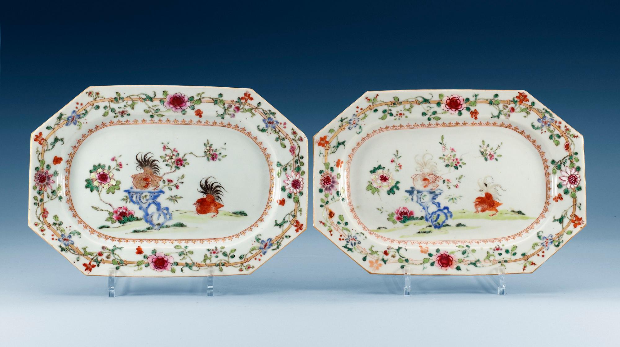 FAT, ett par, kompaniporslin. Qing dynastin, Qianlong (1736-95).