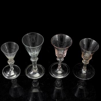 FOUR WINE GLASSES, late 18th century.