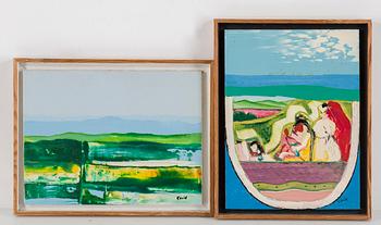 HARDY STRID, 2 st, epoxiemalj, signerade.