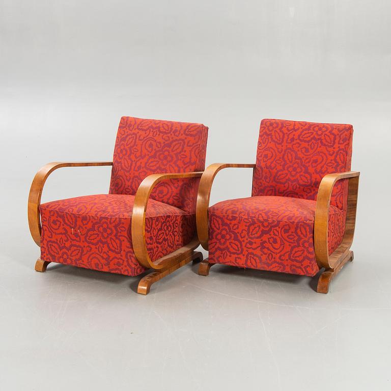 A pair of Art deco easy chairs first half of the 20th century.