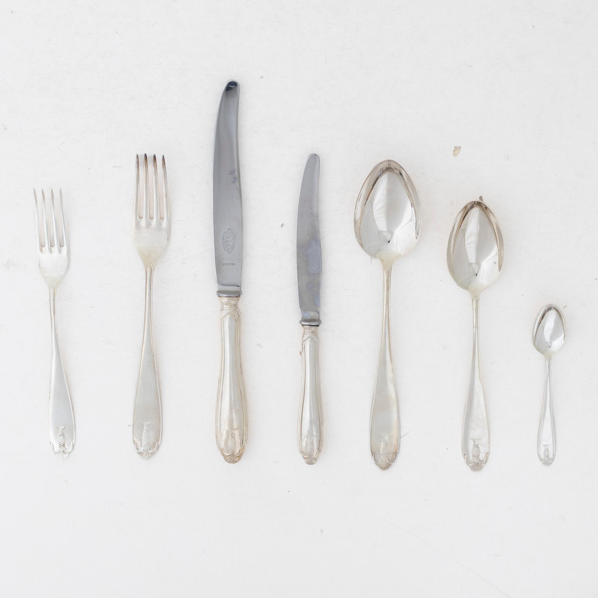 A 46-piece silver flatware set, model 'Vasa', GAB, Sweden, 1972-1980.