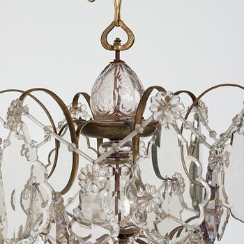 A mid 19th century Swedish Baroque style six-light chandelier.