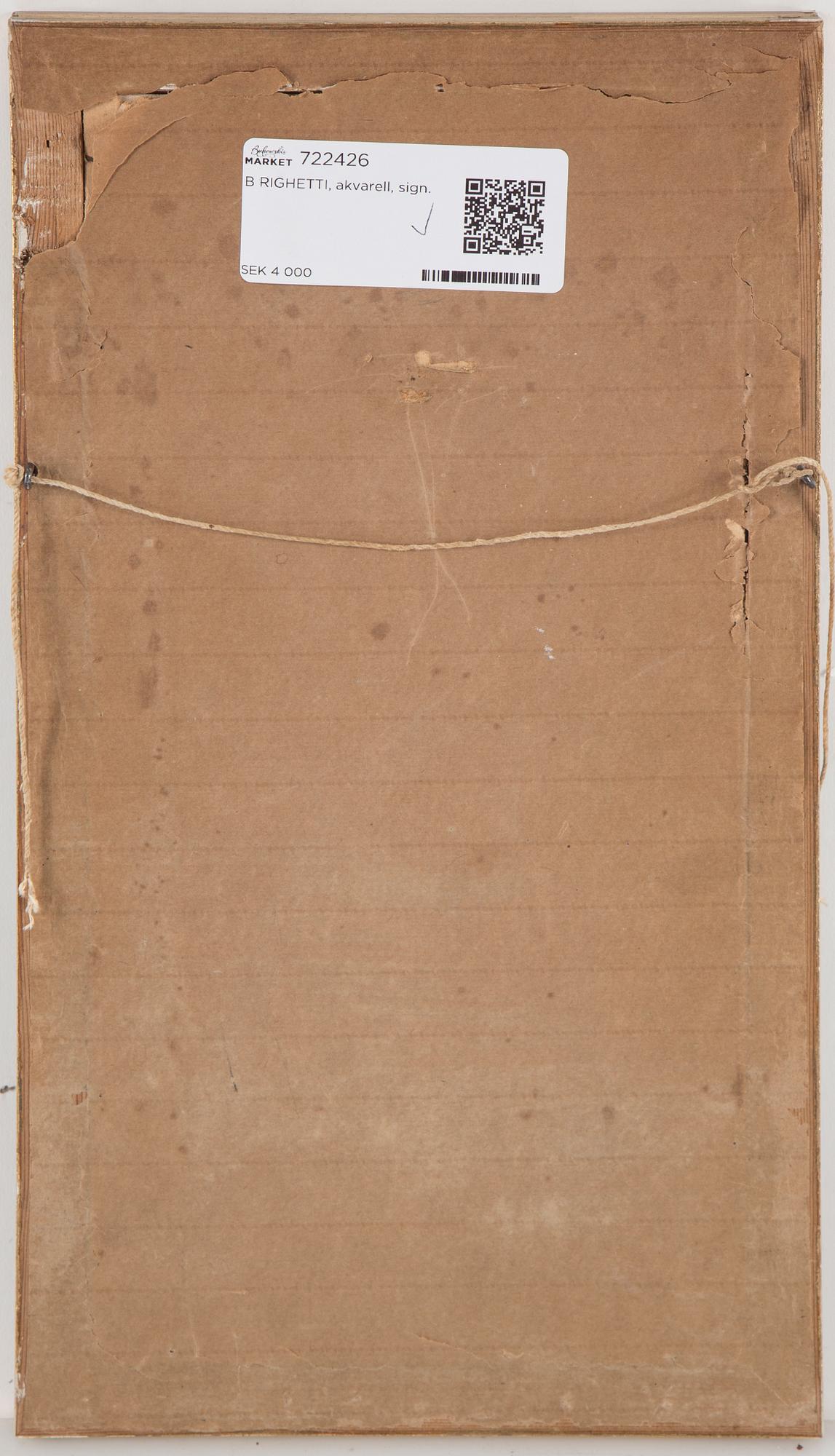 OKÄND KONSTNÄR 1800/1900-TAL, Akvarell, signerad b Righetti.