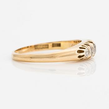 Ring, 18K guld med 5 st gammalslipade diamanter, 1916,