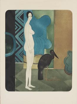 Andre Minaux, "Femme à l'oiseau"/Femme assise, 2 st.