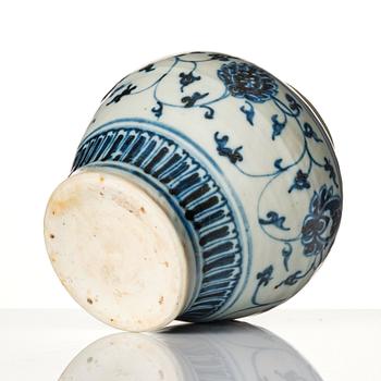 A blue and white 'lotus' jar, Ming dynasty, 16th century.