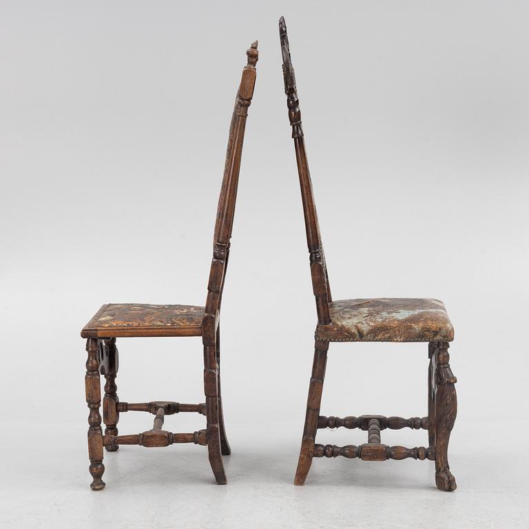 Two chairs, Baroque/Baroque style, circa 1900 with earlier parts.