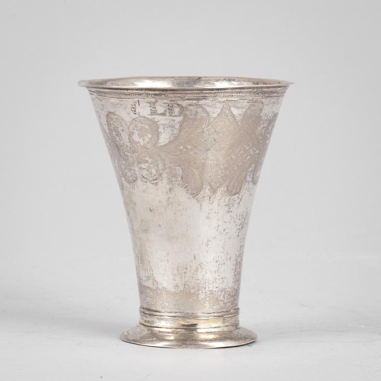 BÄGARE, silver. Alexander Prytz,1799, Strängnäs. Vikt ca 52g.