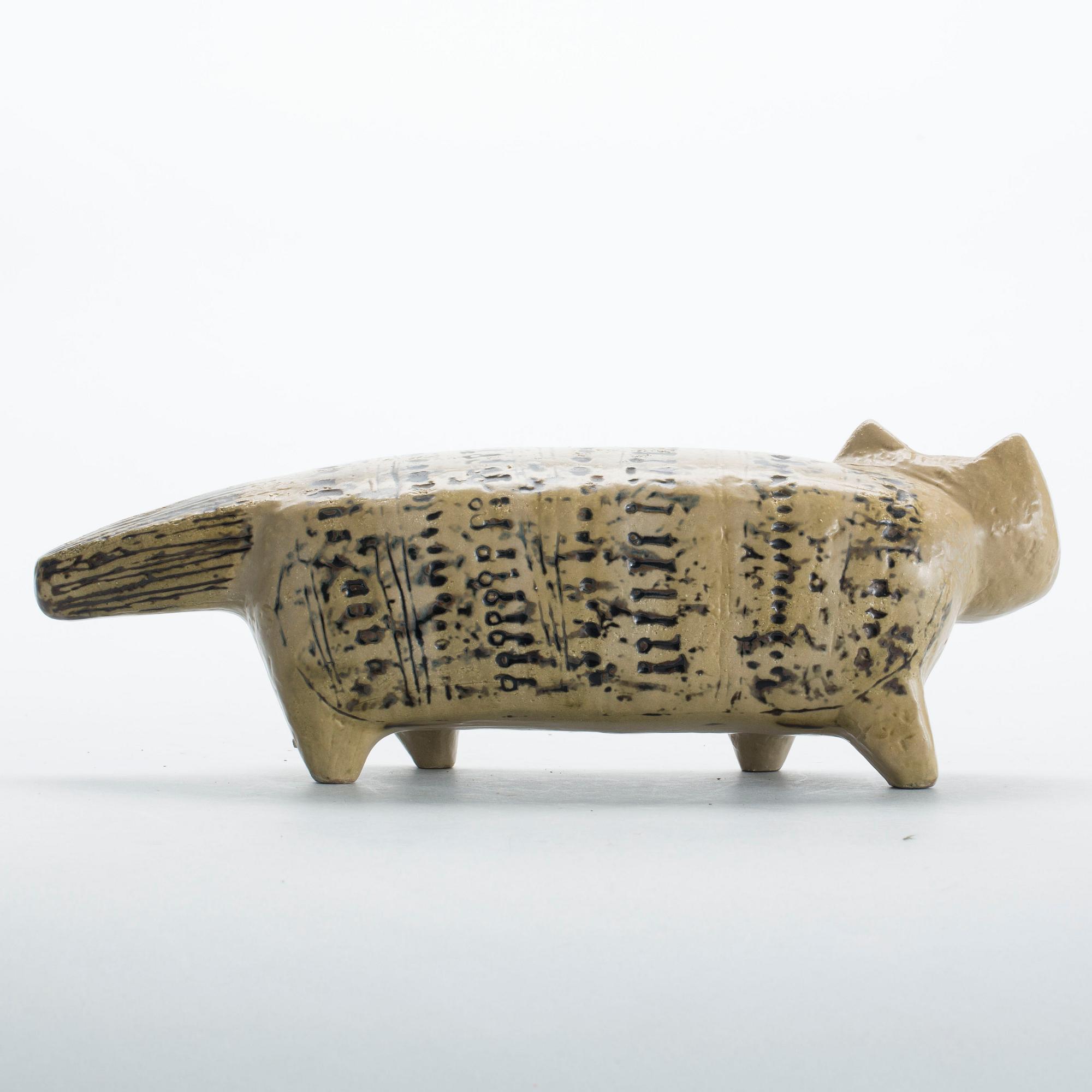 FIGURIN, stengods, "Katt", Lisa Larson, Gustavsberg. Ur serien "Stora zoo", i produktion 1958-1979.