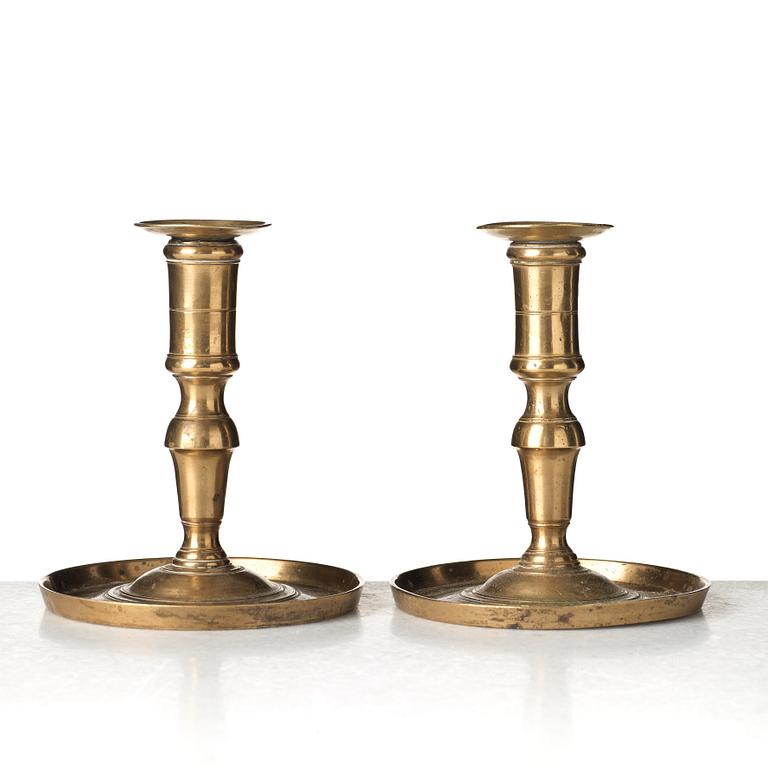 Two Gustavian late 18th century candlesticks.