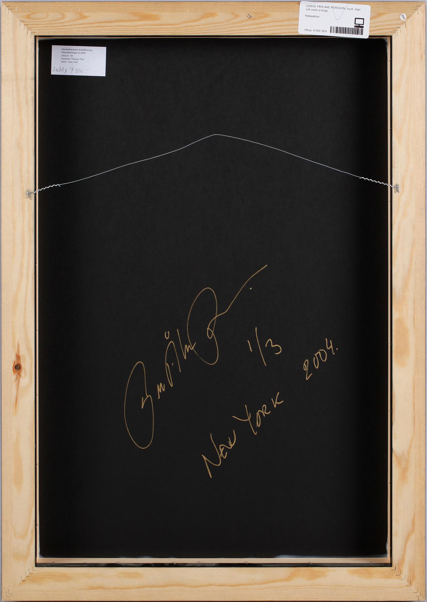 PER-ÅKE PERSSON, tryck. Sign och numr 1/3 á tergo.