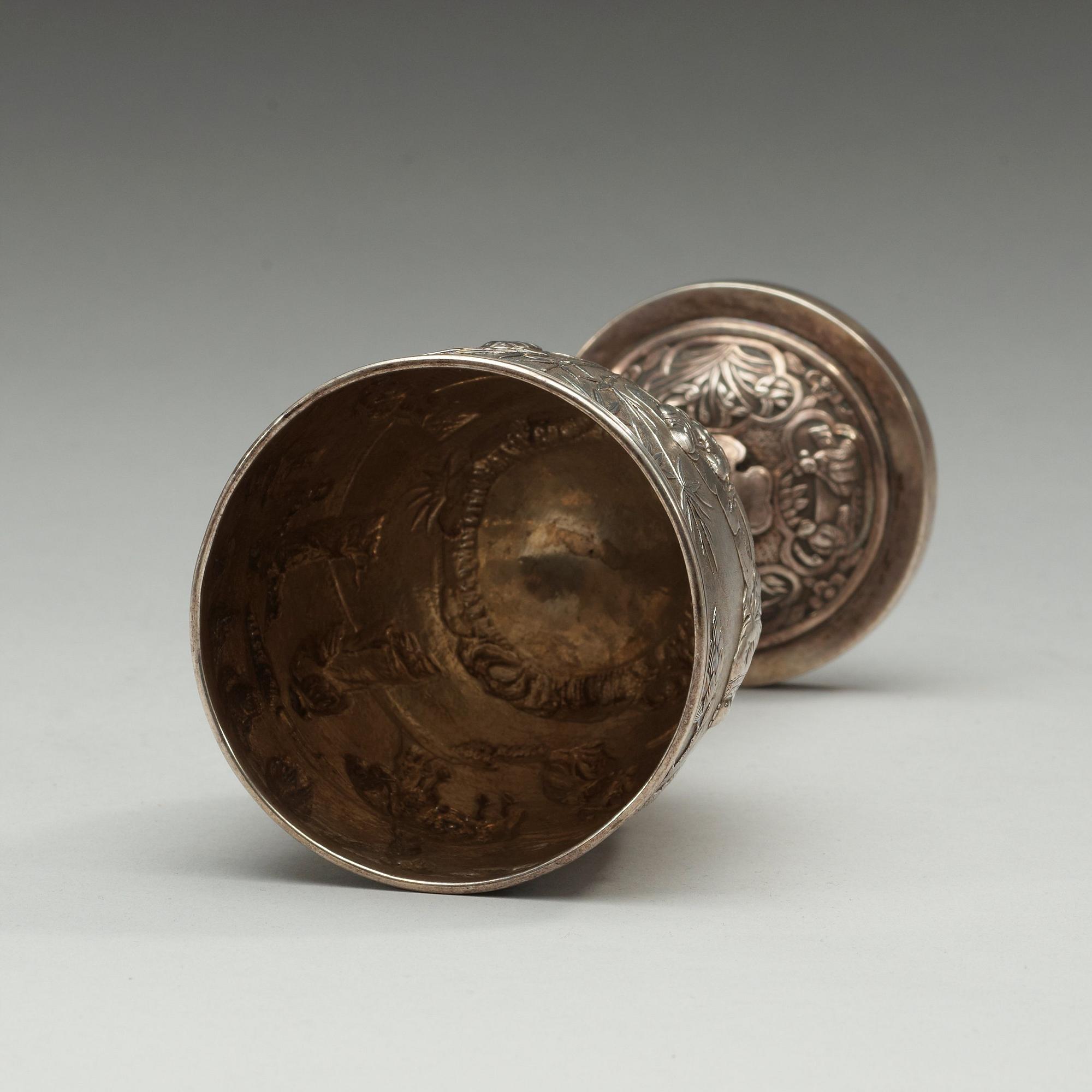 A silver goblet, makers mark, presumably Wing Chung, Hong Kong, 19th Century.