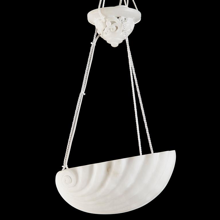 A Carl Milles Swedish Grace alabaster hanging lamp, 1920's.