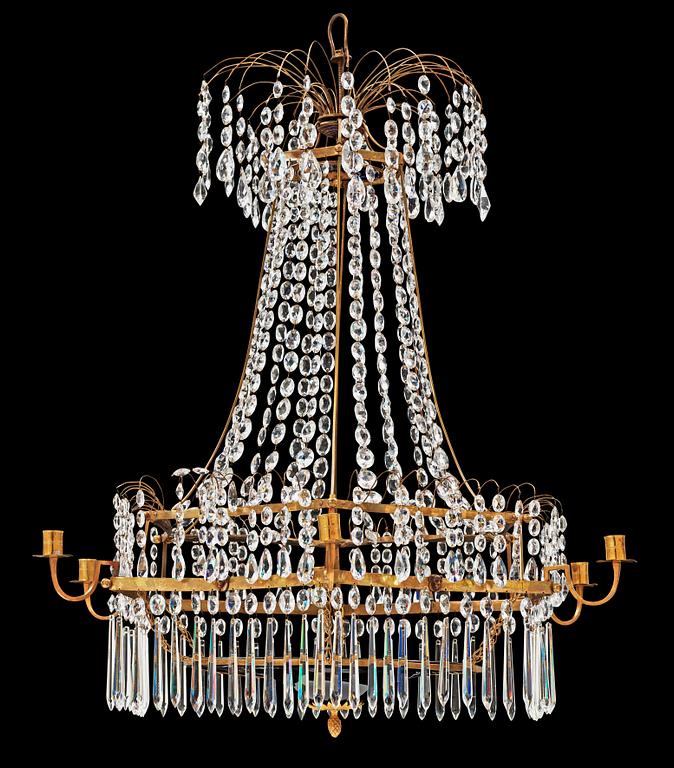 A late Gustavian early 19th century seven-light chandelier.