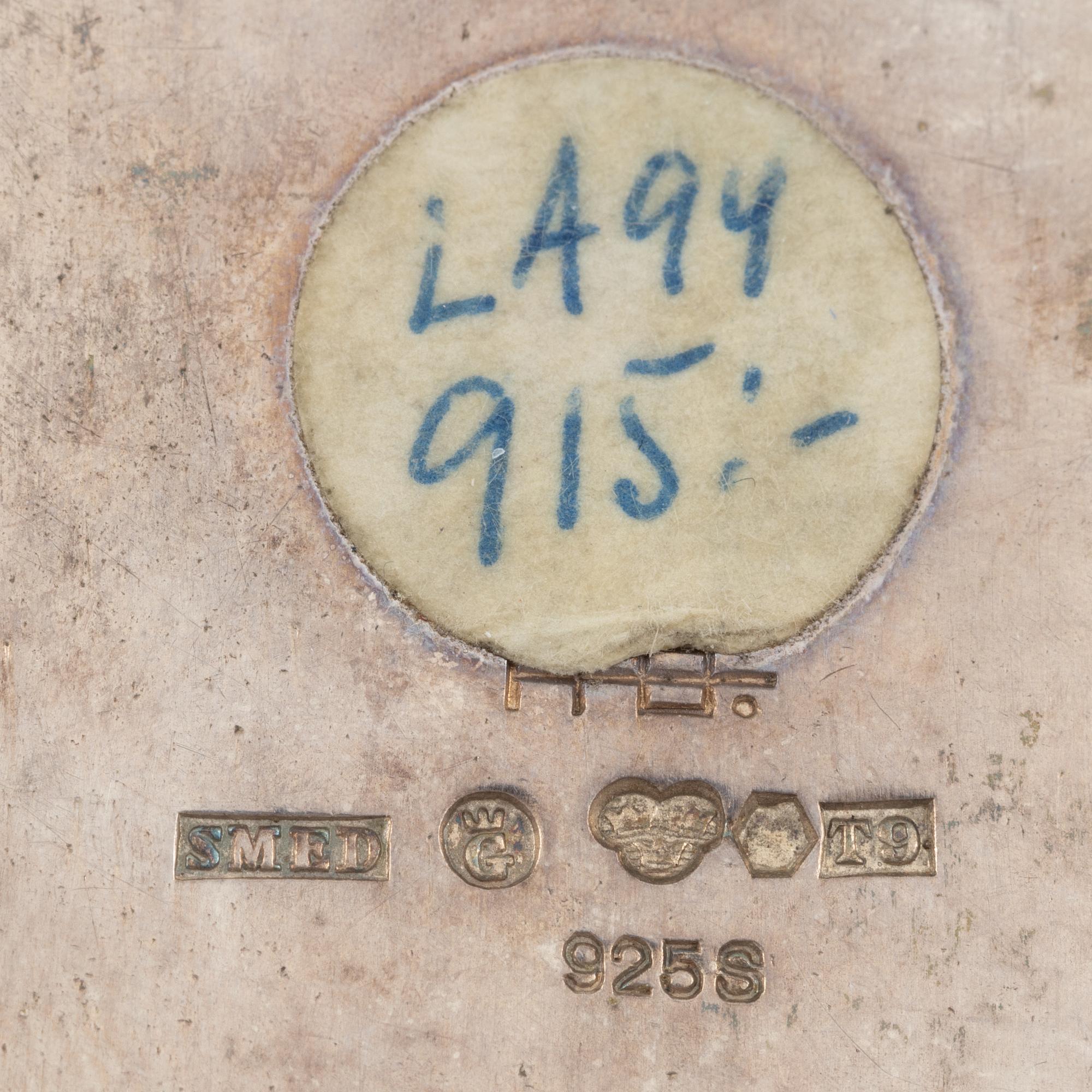 Lars Arby, fyra hängen, sterlingsilver och emalj, Göteborg 1969, 1970 och 1983.