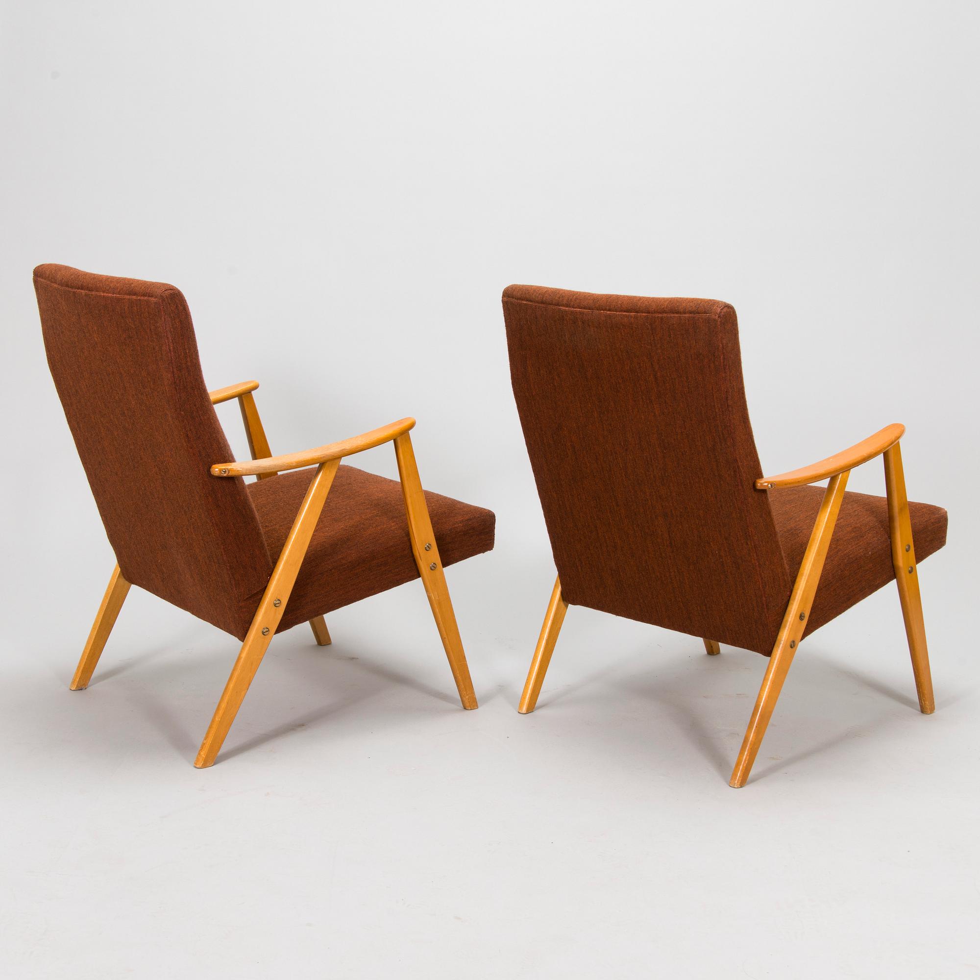 Ilmari Lappalainen, a pair of 1950s '2452' armchairs for Asko, Finland.