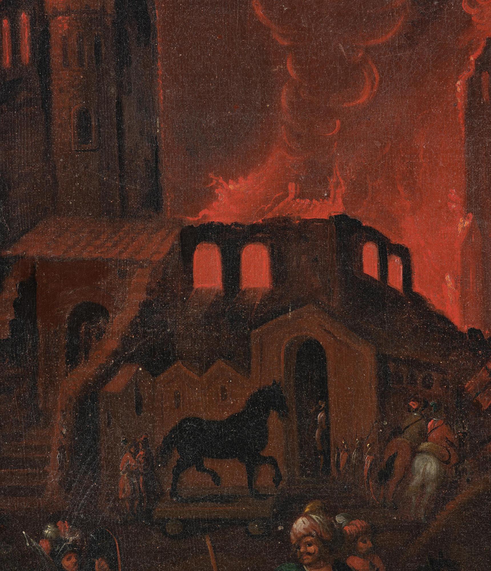 Rombout van Troyen, his circle, Troy is burning.