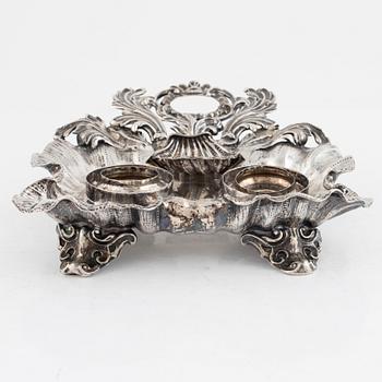 A Swedish Silver Inkwell, mark of Christian Hammer, Stockholm 1852.