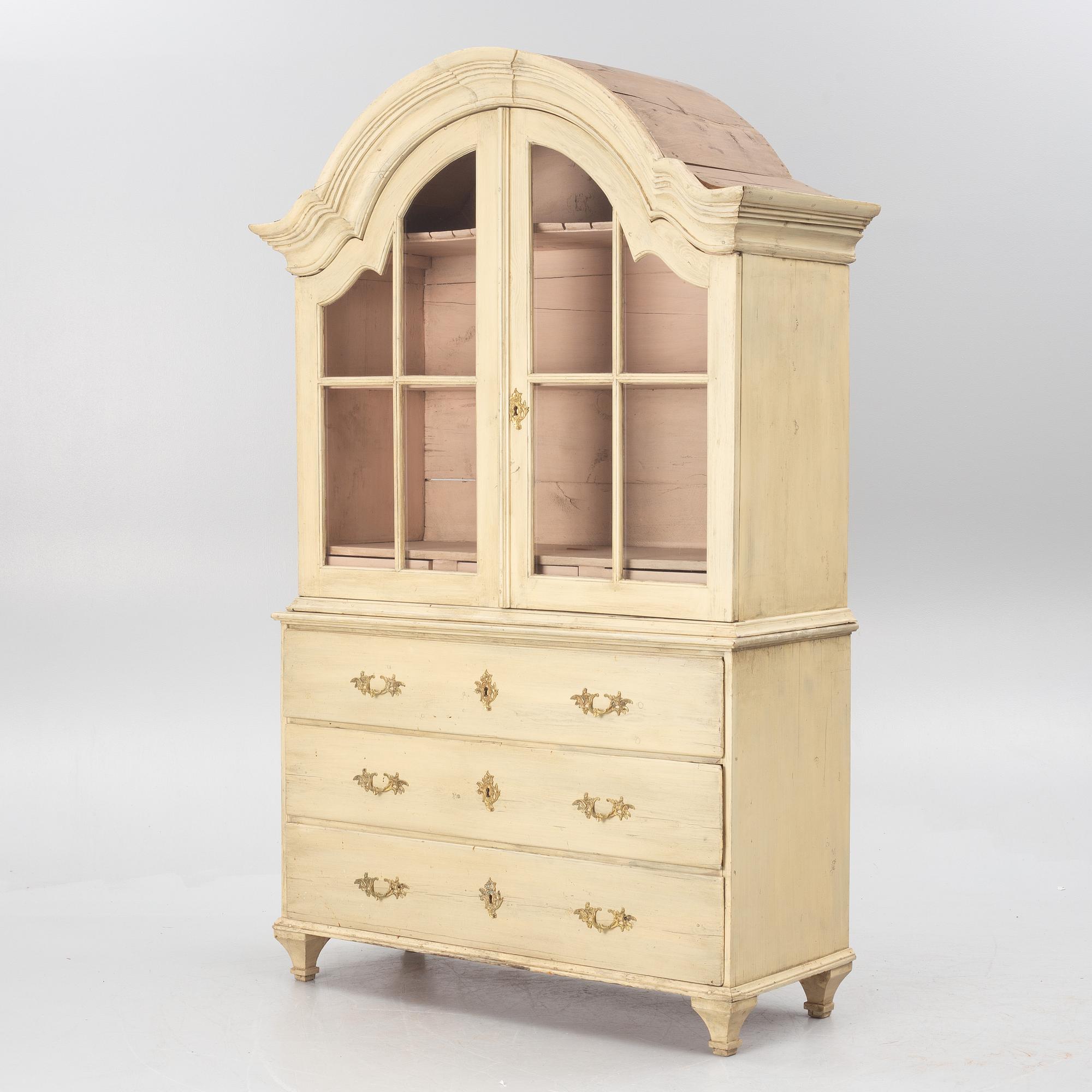 A rococo vitrine cabinet, 18th century,.