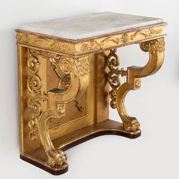 A first half of the 19th century mirror and console table by P G Bylander Göteborg.