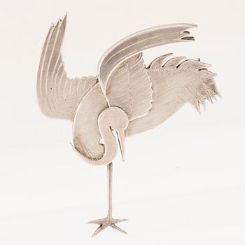 Wiwen Nilsson, brosch sterlingsilver i form av en stork, Lund 1956.