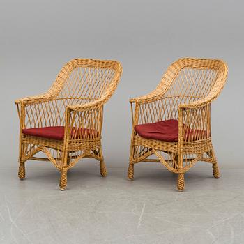 A pair of rattan armchairs, second half of the 20th century.