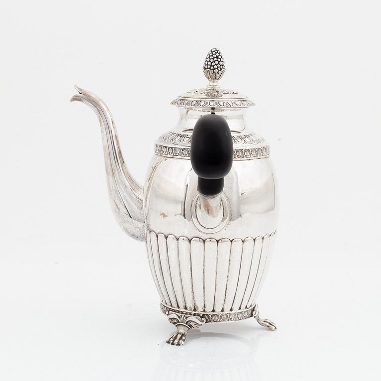 A Swedish silver coffee pot, mark of Anders Lundqvist, Stockholm 1847.