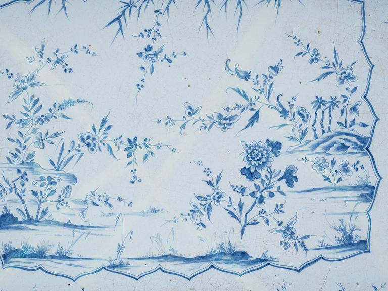 A Swedish Rörstrand faience tea table dated 1745.