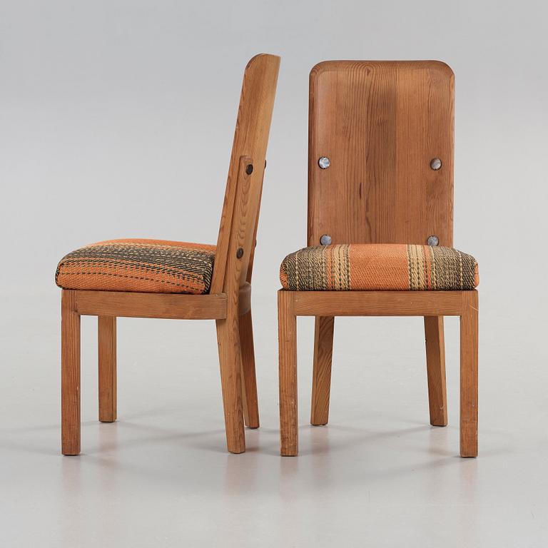 Axel Einar Hjorth, a pair of stained pine "Lovö" high back chairs, Nordiska Kompaniet, Sweden 1930´s.