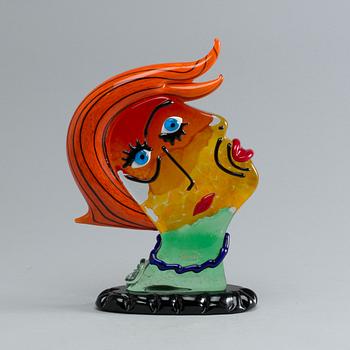 Abstract head sculpture Mario Badioli Murano glass.